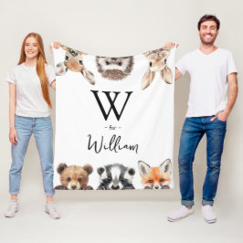 Manta Polar Cute Woodland Animals Baby Nursery Room