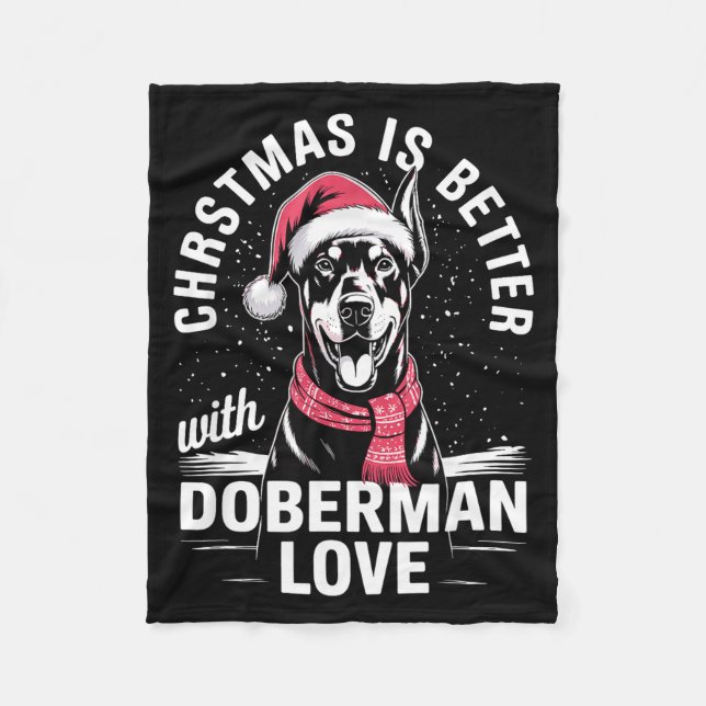 Manta Polar Cute Xmas Christmas Is Better With Doberman Nscher (Anverso)