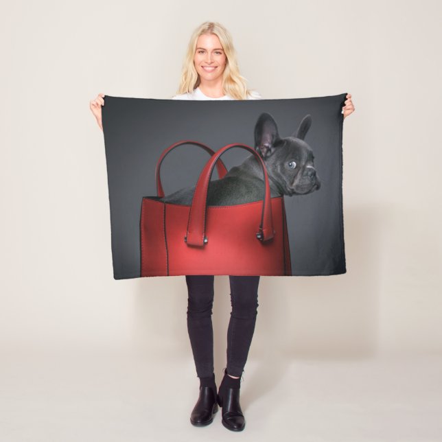 Manta Polar Cutest Baby Animals | French Bulldog Red Hand Bag (In situ)