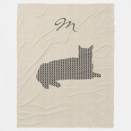 Manta Polar Cuto aspecto de línea negro gato Monograma