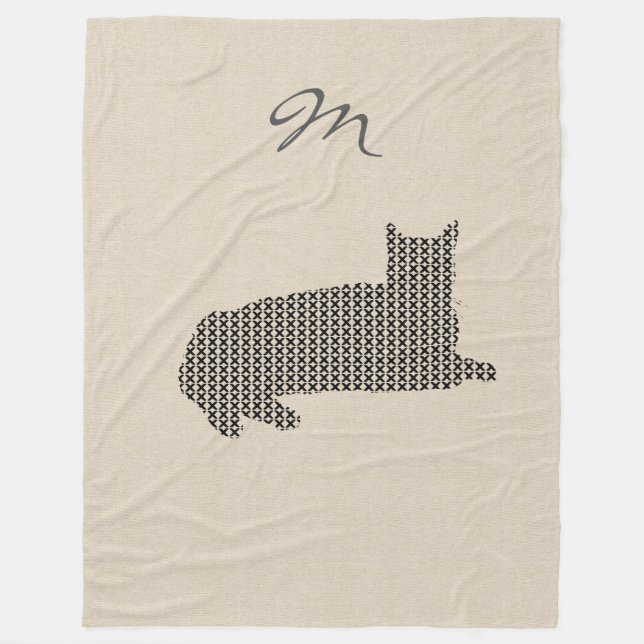 Manta Polar Cuto aspecto de línea negro gato Monograma (Anverso)