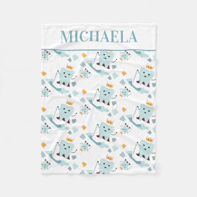 Manta Polar Cuto Dentista Dental Higienist Tooth Patrón Blanco (Anverso)