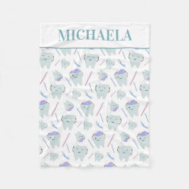 Manta Polar Cuto Dentista Dental Higienist Tooth Patrón Blanco