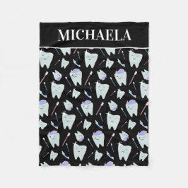 Manta Polar Cuto Dentista Dental Higienist Tooth Patrón Negro