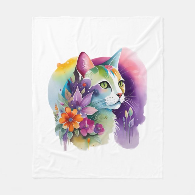 Manta Polar Cuto gato cósmico bohemio (Anverso)