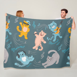Manta Polar Cuto Gatos Musicales Patrón Niños Dormitorio