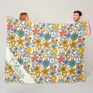 Manta Polar Cuto Hippy Floral Estilo Fleece Blanket