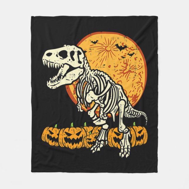 Manta Polar Cuto Skeleton Dinosaur Trex Dino Pumpkins Moon Boy (Anverso)