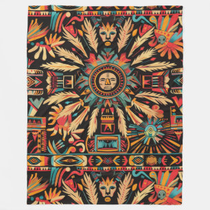 Manta Polar Cyan acogedor "Sueño Azteca" Plush Fleece Blanket