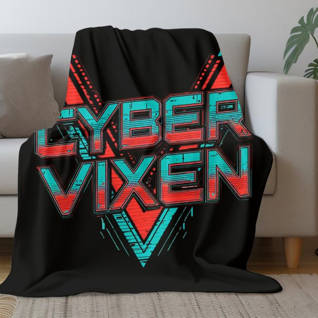 Manta Polar Cyber Vixen Gamer Girl Black Red Teal Video Gaming (Subido por el creador)