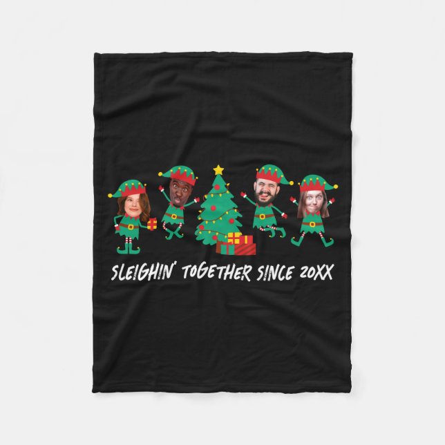 Manta Polar D Funny Face Photo Christmas Elf  (Anverso)