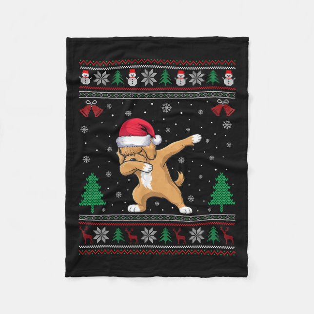Manta Polar Dabbing Apoo Dog Santa Hat Niños Chicas Christm (Anverso)