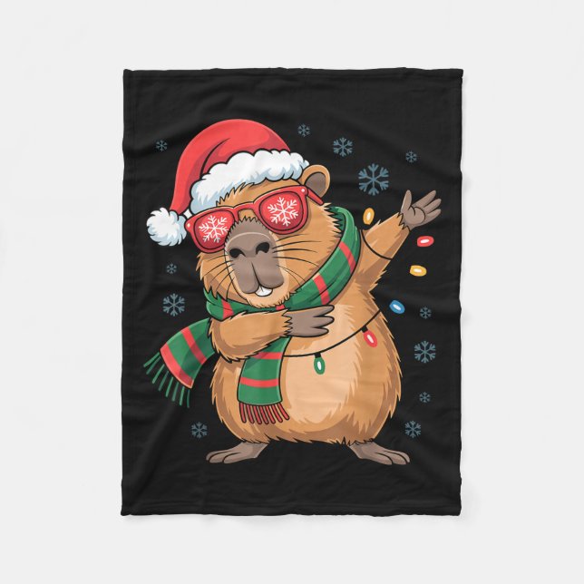 Manta Polar Dabbing Capybara Christmas Santa Hat Funny Holiday (Anverso)
