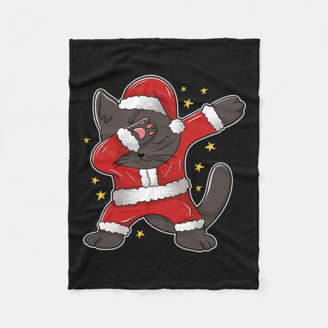 Manta Polar Dabbing Cat Santa - Navidades divertidos (Anverso)
