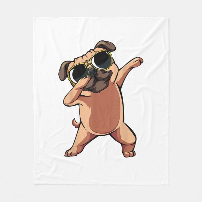Manta Polar Dabbing Dab Pug Dog Mascotas bailan pipa animal (Anverso)