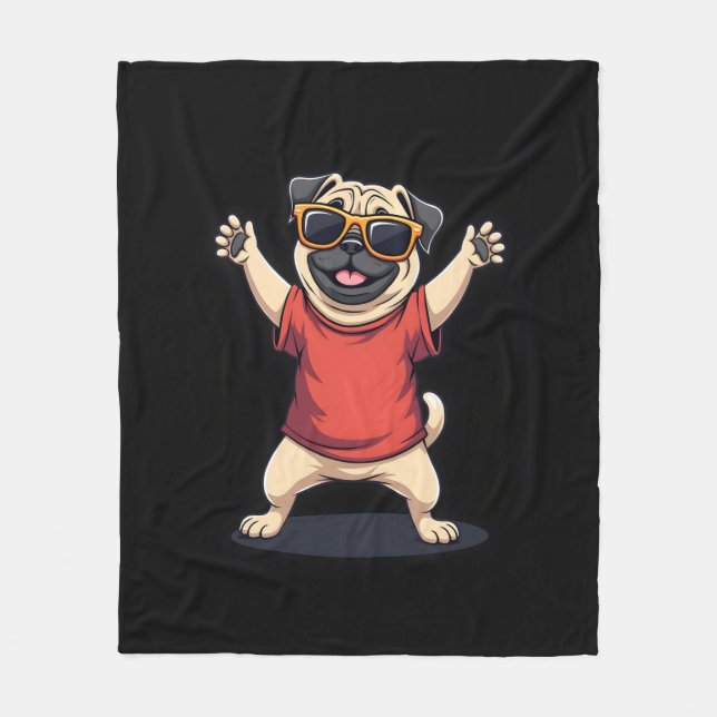 Manta Polar Dabbing Dab Pug Dog Mascotas bailan pipa animal (Anverso)