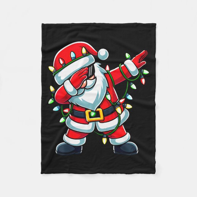Manta Polar Dabbing Santa Xmas Lights Funny Christmas Men Wome (Anverso)
