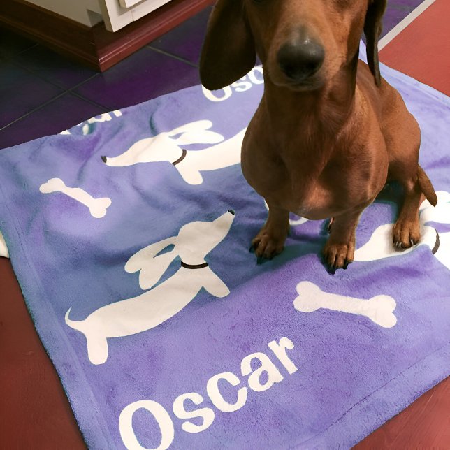 Manta Polar Dachshund Blanket Purple Moms Doxistas Personaliza (Purple personalized doxie blanket)
