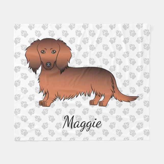 Manta Polar Dachshund Cartoon Perro Sable Rojo Pelo Largo & No (Frente (Horizontal))