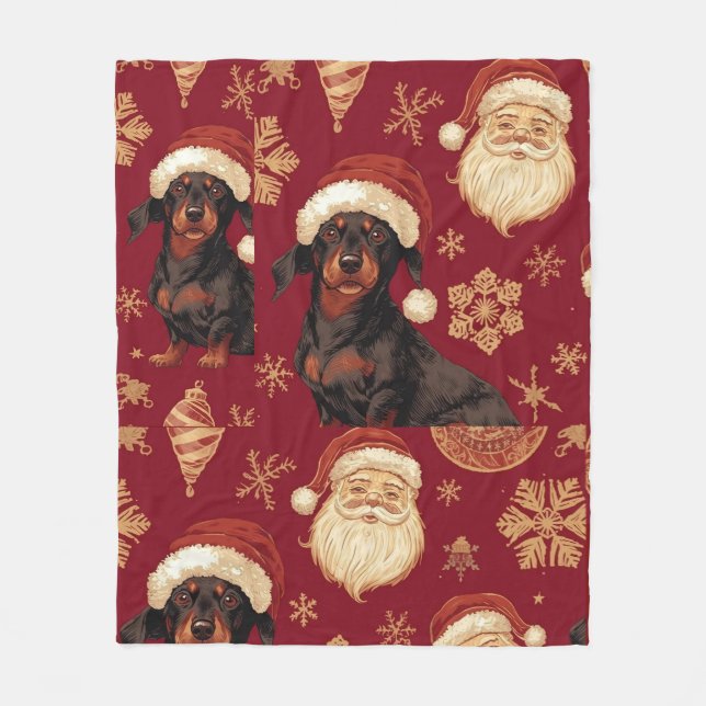 Manta Polar Dachshund christmas (Anverso)