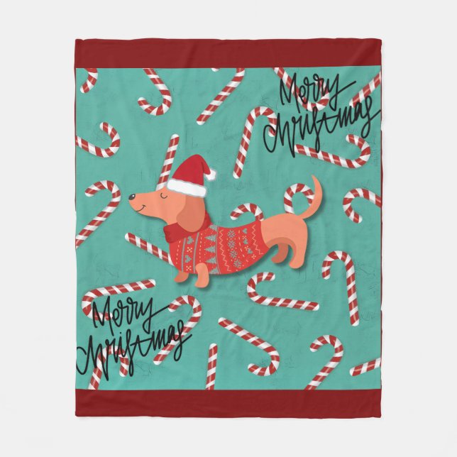 Manta Polar Dachshund christmas (Anverso)