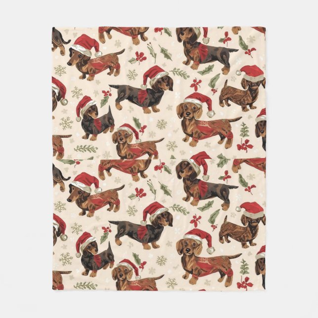 Manta Polar Dachshund christmas (Anverso)