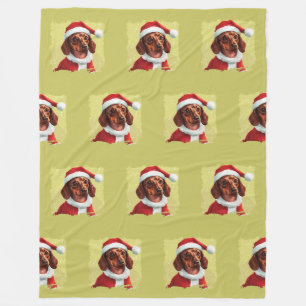 Manta Polar Dachshund Con El Equipo De Santa Claus - Navidades