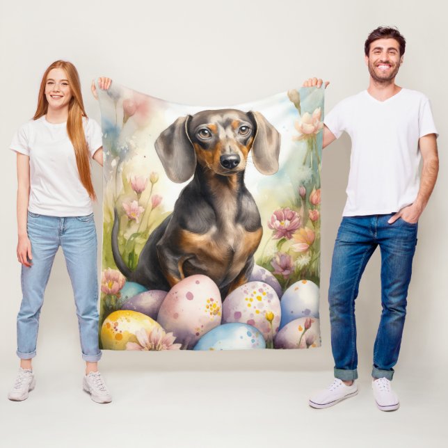 Manta Polar Dachshund con huevos de Pascua (In situ)