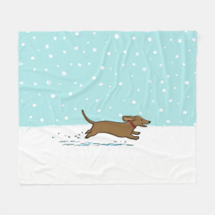 Manta Polar Dachshund corriendo en la nieve Wiener Dog Holiday