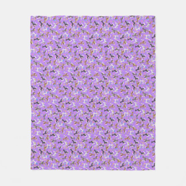 Manta Polar Dachshund de Pascua (púrpura) (Anverso)