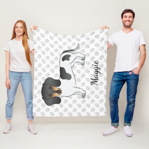 Manta Polar Dachshund de pelo corto piebald negro y bronceado 