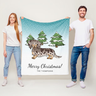 Manta Polar Dachshund De Pelo Largo Marrón Y Tan Dapple En Inv