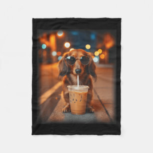 Manta Polar Dachshund divertido bebiendo café helado amante pe