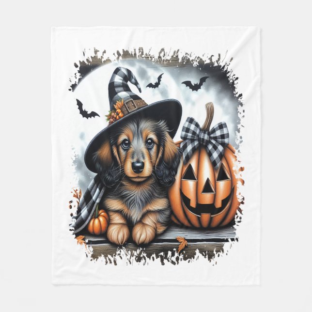 Manta Polar Dachshund Dog Halloween (Anverso)