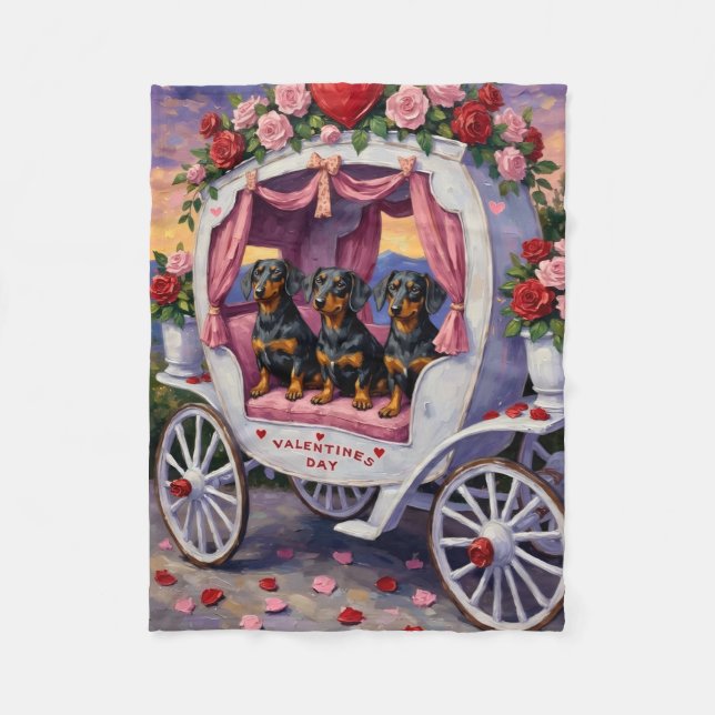 Manta Polar Dachshund Dog Valentine's Day (Anverso)
