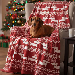 Manta Polar Dachshund Fair Isle Ugly Navidades Sweater Blanket