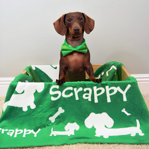 Manta Polar Dachshund Fleece Blanket Green Personalizado