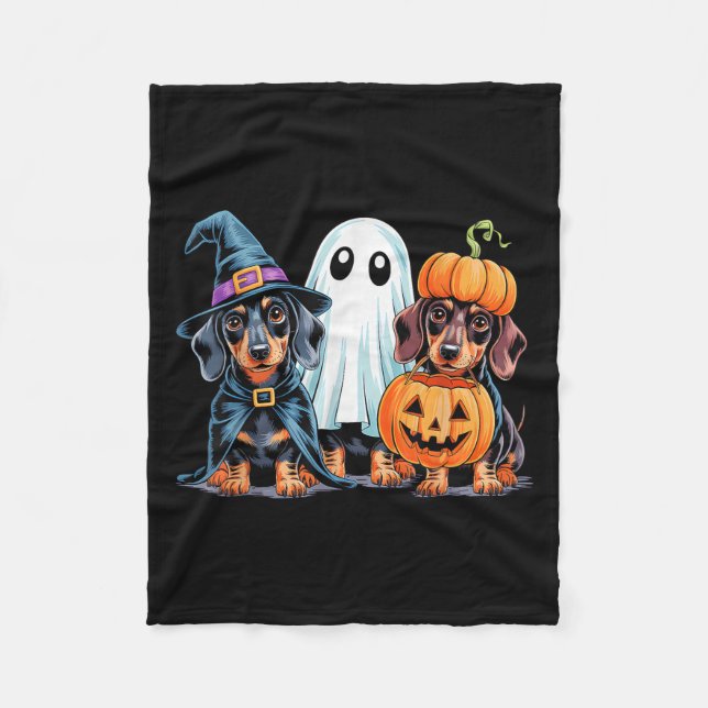 Manta Polar Dachshund Halloween Funny Wiener Dog Pumpkin Weeni (Anverso)