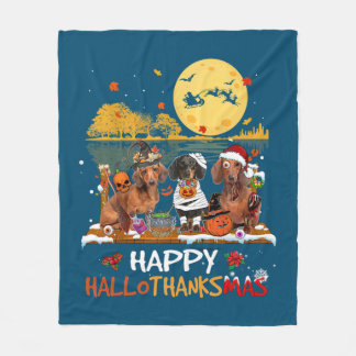 Manta Polar Dachshund Happy Hallothanksmas Halloween Thanksgiv