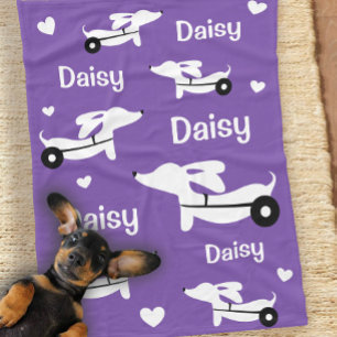 Manta Polar Dachshund IVDD silla de ruedas funda de rueda púrp