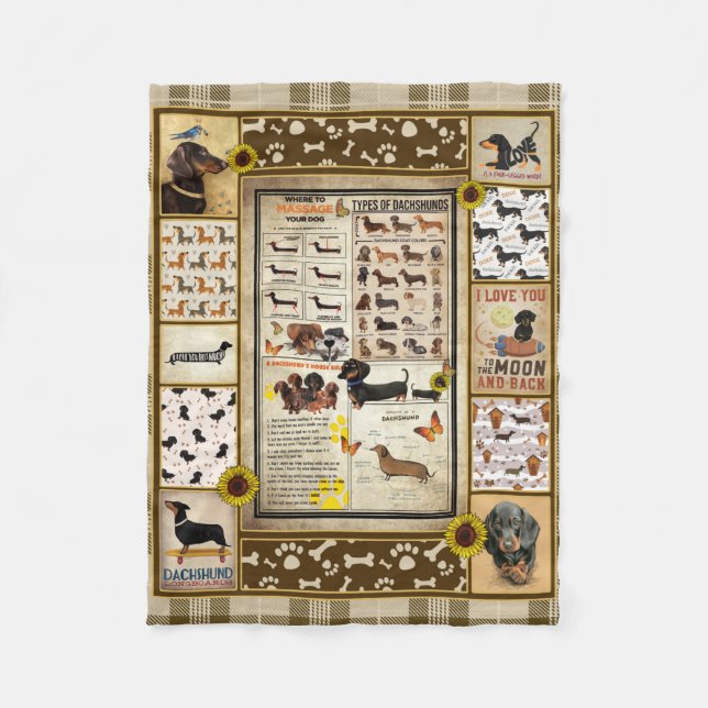 Manta Polar Dachshund Knowledge Blanket Gift (Anverso)