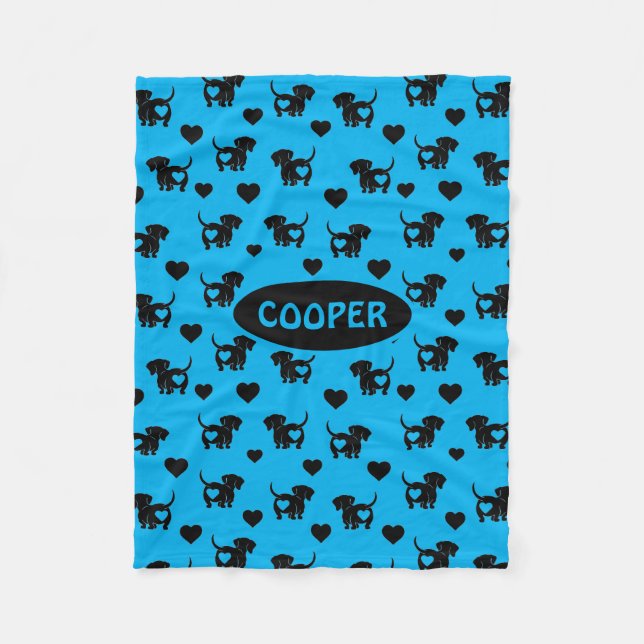 Manta Polar Dachshund Love Fleece Dog Blanket (Anverso)