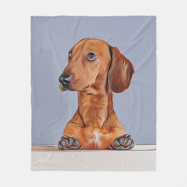 Manta Polar Dachshund mirando lejos Doxie Dog Poster de cumple (Anverso)