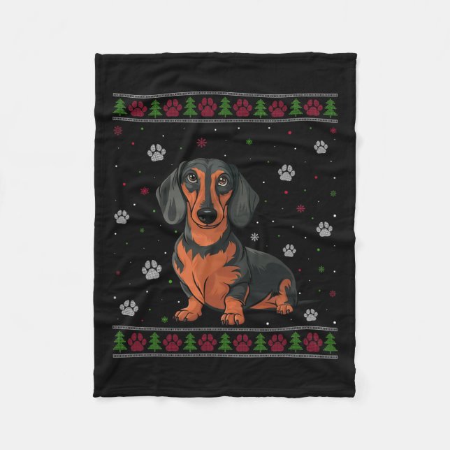 Manta Polar Dachshund Navidades Sweater Xmas Mascota Animal Do (Anverso)