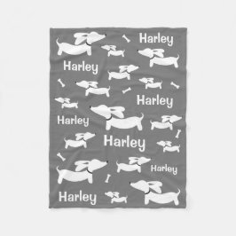 Manta Polar Dachshund Personalizado Gray Blanket para perros W