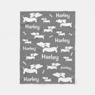 Manta Polar Dachshund Personalizado Gray Blanket para perros W