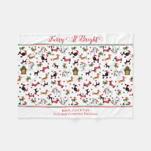 Manta Polar Dachshund Poodle Dog Furry Navidades Brillantes