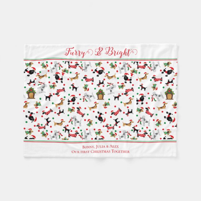 Manta Polar Dachshund Poodle Dog Furry Navidades Brillantes (Frente (Horizontal))