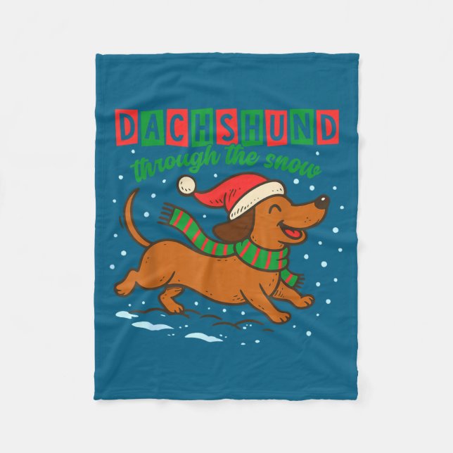 Manta Polar Dachshund Through The Snow Funny Christmas Wiener  (Anverso)
