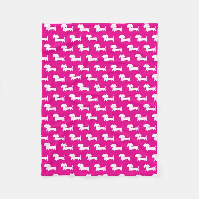 Manta Polar Dachshund Wiener Dog Blanket Hot Pink (Anverso)
